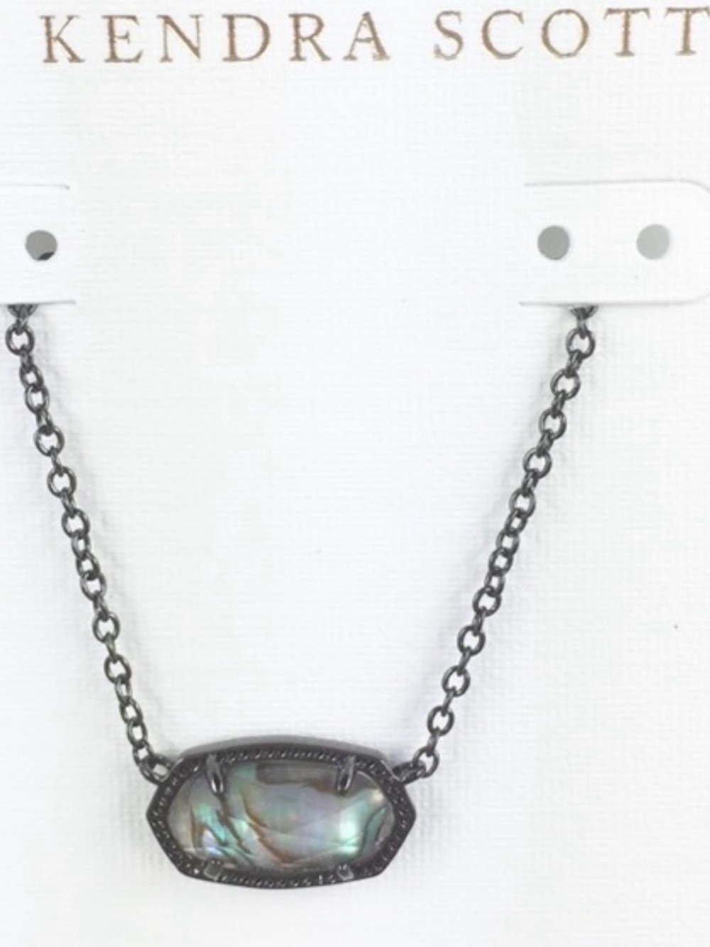 Kendra Scott Elisa Abalone Pendant Necklace in Gunmetal Chain